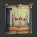 Decorative Musical Drum With Golden Trim White Head And Intricate Painted Artwork