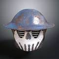 Tactical Weapon Protective Helmet With Rust Blue Finish And White Slats Design 3d model