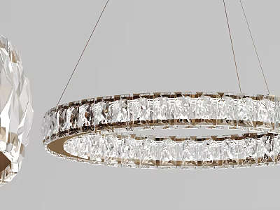 Luxury Modern Circular Crystal Chandelier With Transparent Crystal Pendants And Metal Frame 3d model