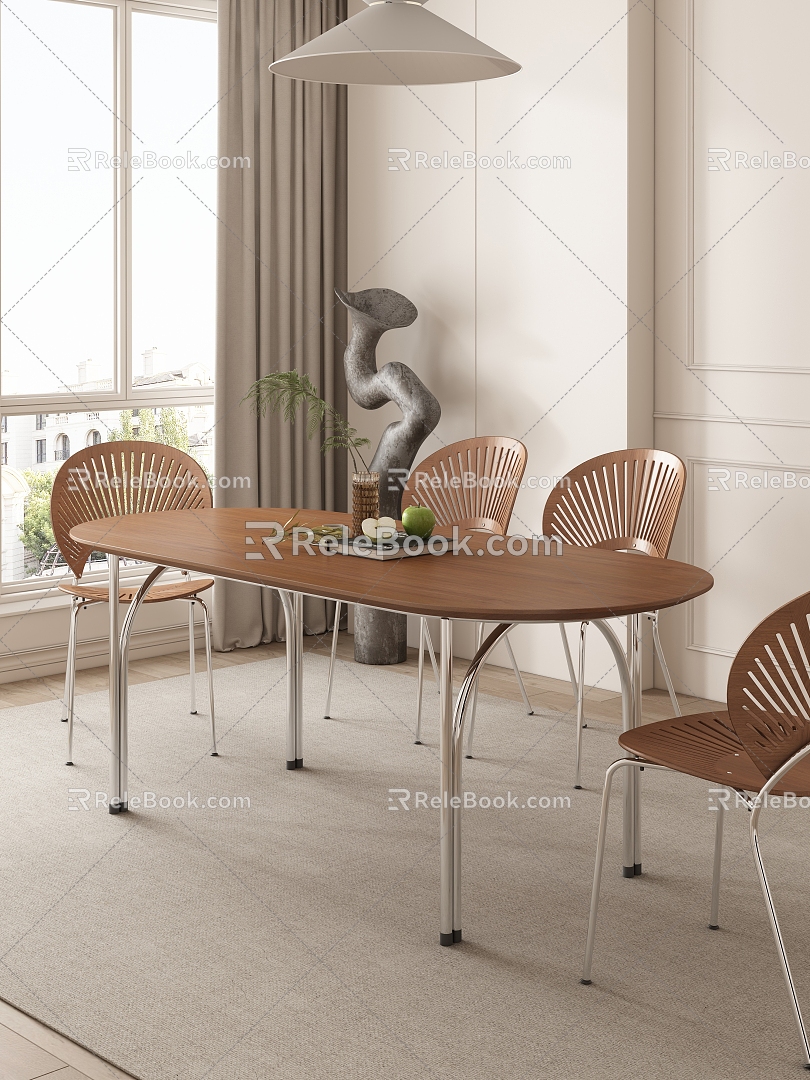 Nordic style dining table 3d model