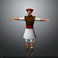 Man in traditional attire with red turban brown vest white skirt and outstretched arms