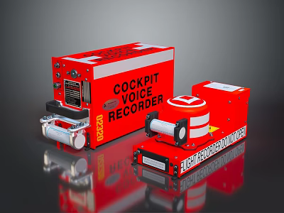 Red Cockpit Voice Recorder And Flight Data Recorder Aircraft Equipment 3d model