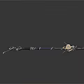 Elaborate Decorative Weapon With Long Handle Metal Structure And Golden Accents