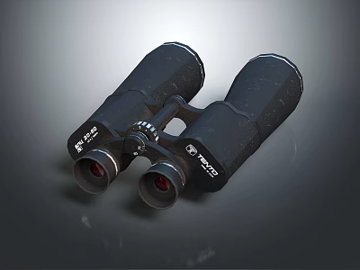 Black FIESTA 10x50 Binoculars Commercial Equipment With Red Lens And Durable Design 3d model