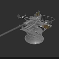 Military Naval Gun With Long Barrel Rotating Base Sighting Device And Seat