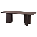 Dark Brown Modern Dining Table With Wide Legs And Minimalist Design