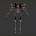 Robotic Character With Mechanical Structure Black Silver Red Accents And Multi Limb Design 3d model