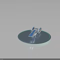 Futuristic Spacecraft Concept With Blue Silver Design On Circular Display Platform