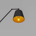 Modern Black Adjustable Arm Floor Lamp With Warm Yellow Light Shade 3d model