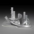 Modern Urban Architectural Complex With Spiral Structure And Geometric Design Elements