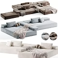 Modern Sofa Set With Soft Pillows Cozy Blanket And Neutral Tones