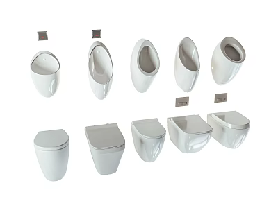 Different Types Of Modern Toilet Designs Including Wall Mounted And Floor Standing Models 3d model