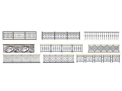 Different Ornate Fence Styles Featuring Intricate Patterns And Classic Designs 3d model