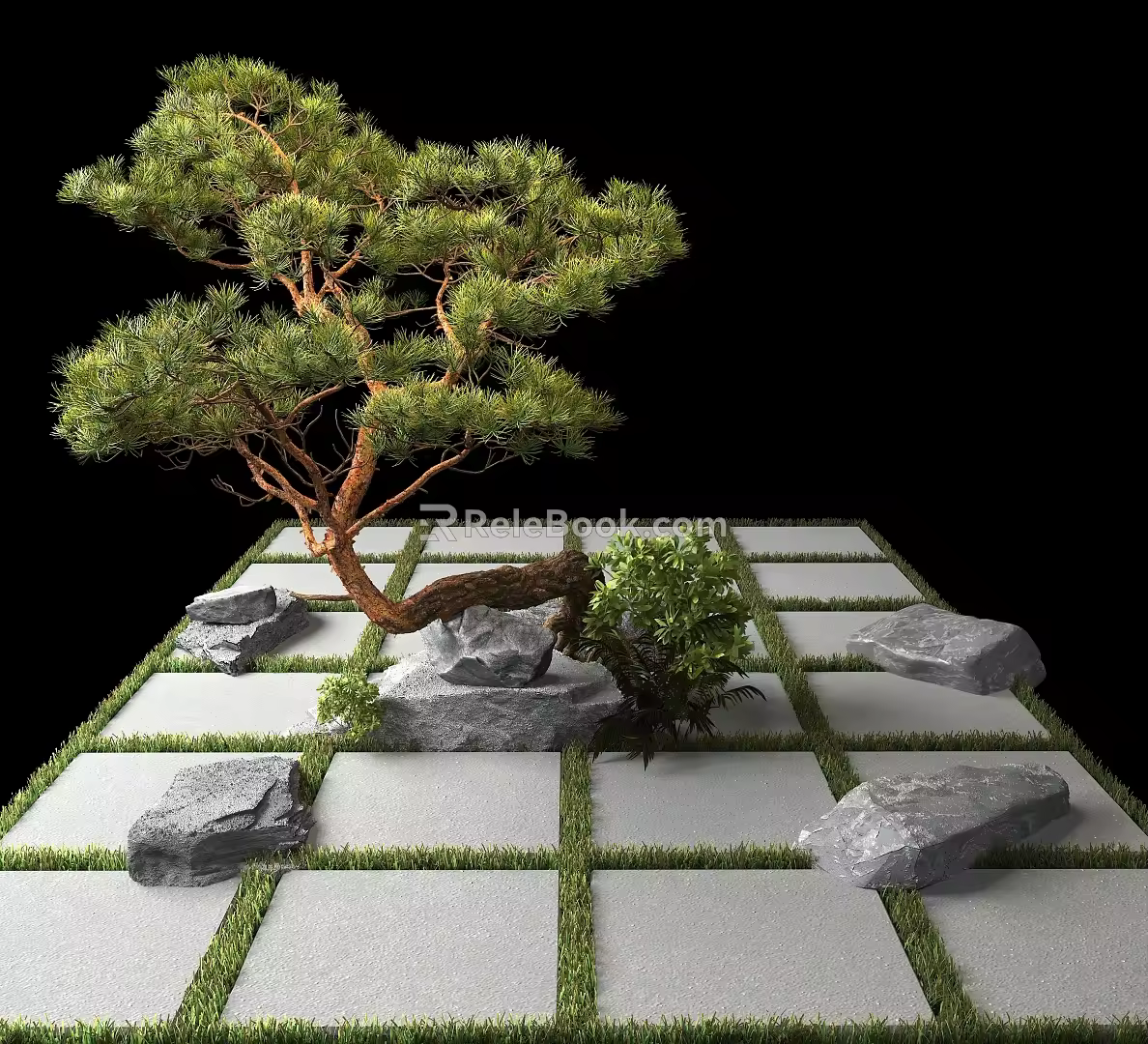 plants flowers trees pine trees 3d model