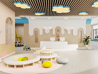 Modern Kindergarten Hall Kindergarten Hall Front Desk 3d model