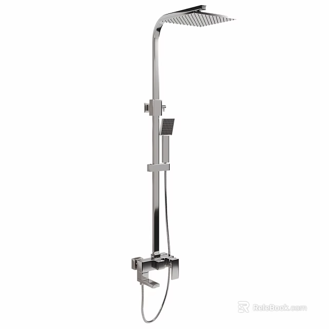 Modern Chrome Shower Faucet with Handheld Sprayer and Adjustable Stand 3d model 