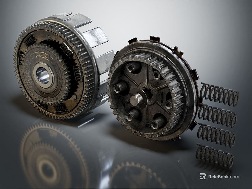 High Precision Hardware Tools Gear Components Featuring Metal Springs And Machined Parts 3d model 