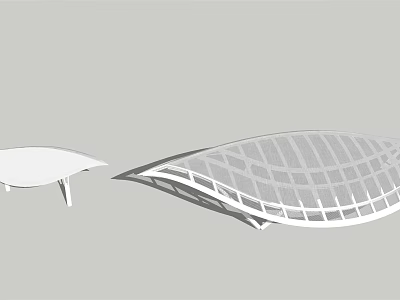 Modern Pergola Design With Streamlined Curved Roof And Grid Pattern Structure 3d model
