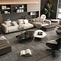 Modern Living Room Sofa and Coffee Table Set with Fabric Seating Marble Top Armchairs and Area Rug