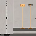 Modern Stylish Floor Lamps With Cylindrical Design And Circular Shades In Interior Space