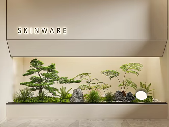 Modern landscape sketch courtyard landscape sketch indoor landscape plant pile 3d model