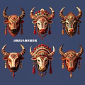 Traditional Animal Head Decorative Wall Art With 2D Patterns And Ornaments