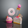 Vibrant Sweet Snacks Collection Featuring Donut Lollipop Cupcake And Strawberry Cake