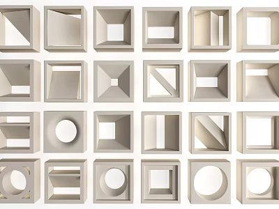 Modern Interior Design Room Dividers With Various Geometric Shapes And Patterns 3d model