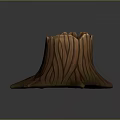 Detailed Wooden Tree Stump With Natural Growth Rings Texture And Green Grass Base