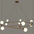 Contemporary Gold Metal Frame Chandelier With Multiple White Glass Globe Shade Design