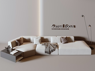 Modern corner sofa multi-person sofa combination sofa 3d model