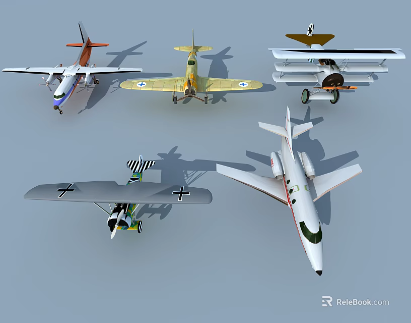Collection Of Airplane Models With Various Vintage And Modern Styles 3d model 