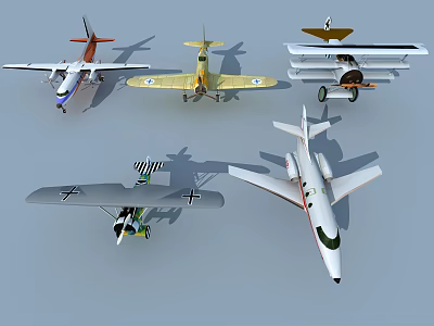 Collection Of Airplane Models With Various Vintage And Modern Styles 3d model
