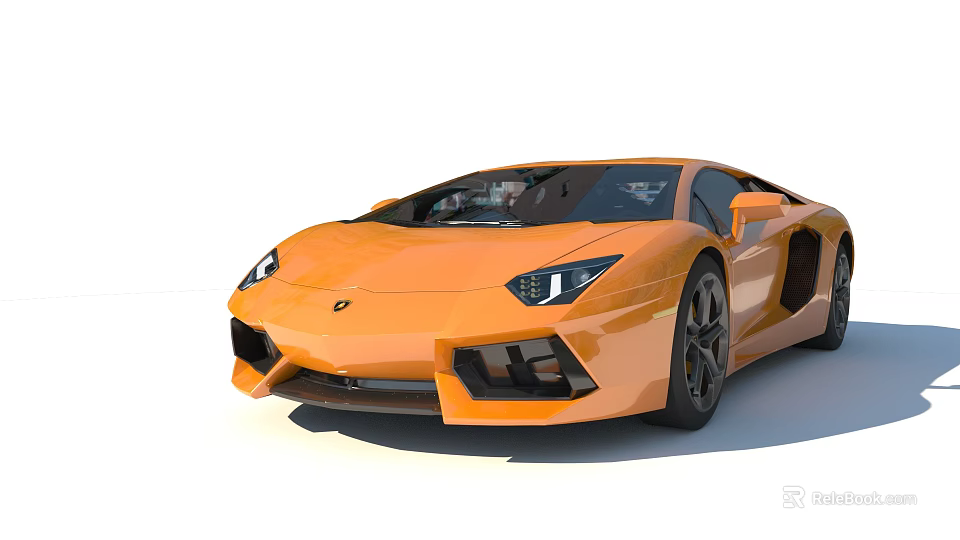 Modern Orange Lamborghini Luxury Sports Car With Sleek Design And Black Rims 3d model 
