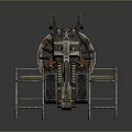 Rusted Worn Industrial Mechanical Device With Metal Structure Multiple Components And Circular Base