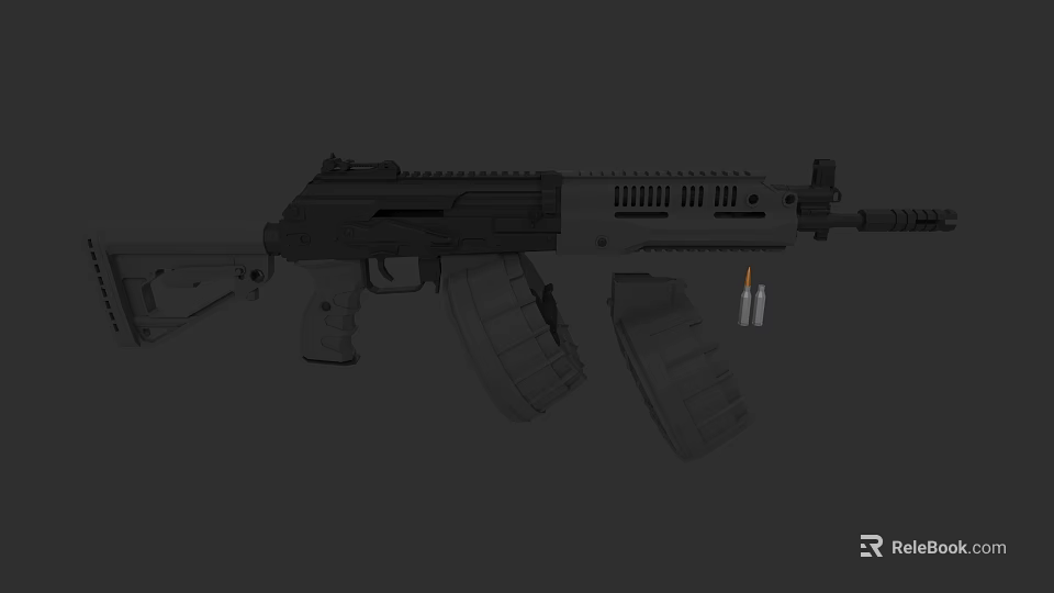 Highly Detailed Modern Tactical Rifle With Detachable Magazine And Ammunition Bullets 3d model 