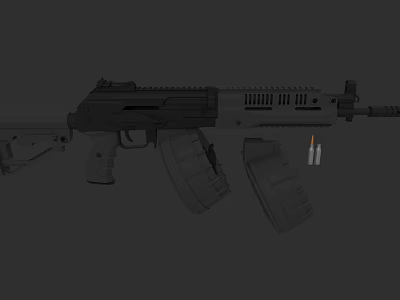 Highly Detailed Modern Tactical Rifle With Detachable Magazine And Ammunition Bullets 3d model