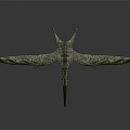 Realistic 3D Pterosaur Creature with Spread Wings Cranial Crest and Long Beak in Flying Pose