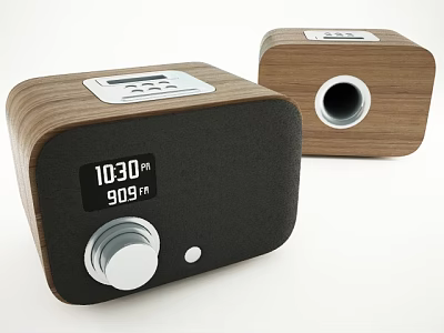 Wooden FM Radio Speaker With Digital Time Display And Frequency Tuner 3d model