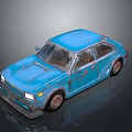 Blue Vintage Car Model With Rusty Body And Classic Design 3d model