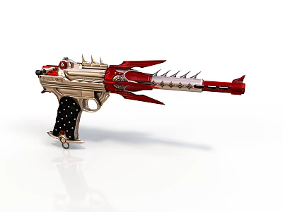 Sci-Fi Style Decorative Pistol Decorative Pistol Sci-Fi Weapon Future Firearms Red Decorative Gun Metal Pistol Barbed Pistol Game Weapon Sci-Fi Pistol 3d model