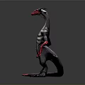 Gray And Black Dragon With Long Neck Red Claws And Red Eyes