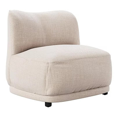 Beige Fabric Upholstered Single Sofa With Modern Minimalist Rounded Design And Comfortable Seat 3d model