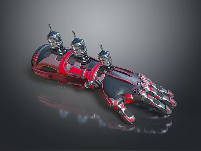 Modern Red And Black Metal Mechanical Arm For Household Daily Life Use 3d model