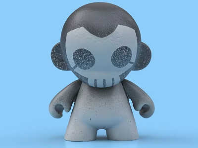 Decorative Ornament Set Featuring Monkey Shaped Figure With Skull Face Design Gray White Color 3d model