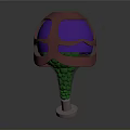 3D Designed Helmet With Red Outer Shell Purple Visor Green Details And Metal Base