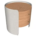 Modern Bedside Table Featuring Wooden Drawers Fabric Upholstered Sides And Metal Knobs 3d model