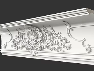 Gypsum Carved Line, Patchwork Corner, Roman Column Modeling, French European Style Gypsum Line, High-end Villa, Simple European Style 3d model