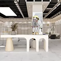 Modern Clothing Store Interior Featuring Mannequins Fashion Outfits And Display Tables