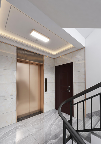 modern elevator hall elevator car 3d model